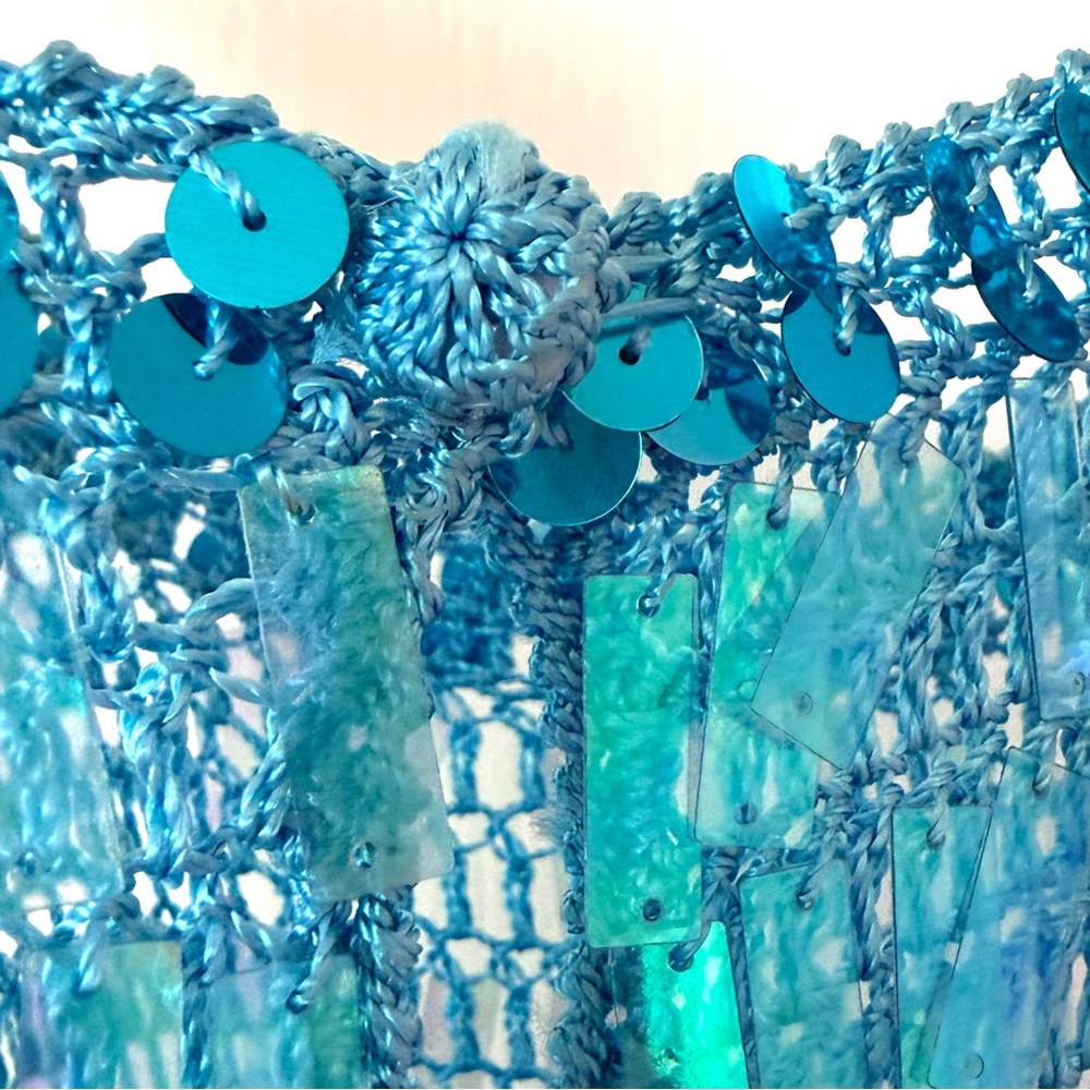 Turquoise Shimmer Festive Party Tank 🪩🩵 - Picture 4 of 10